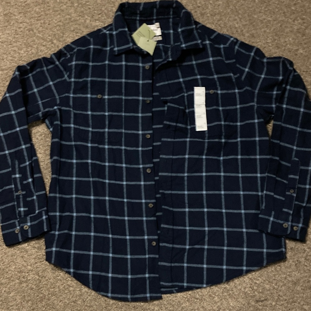 Goodfellow & Co Navy Blue Plaid Dress Shirt